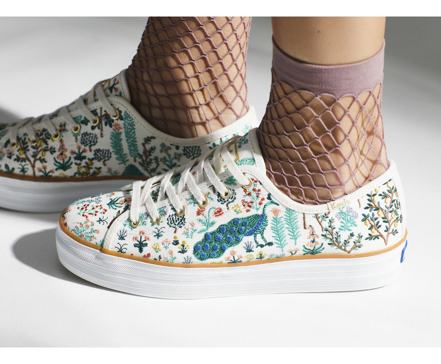 Keds | Keds x Rifle Paper Co. Triple Kick Menagerie Embroidered