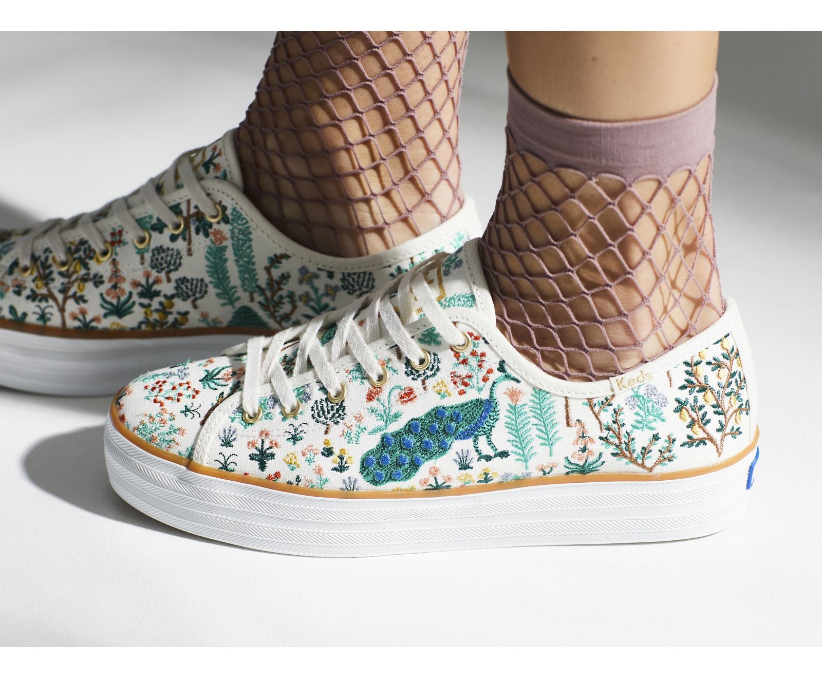 Keds | Keds x Rifle Paper Co. Triple Kick Menagerie Embroidered