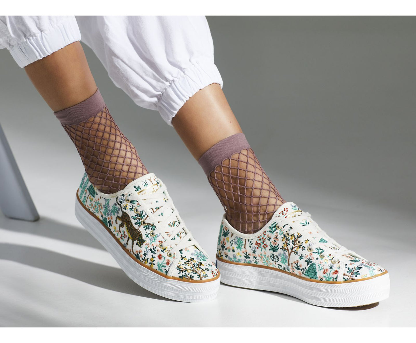 Keds | Keds x Rifle Paper Co. Triple Kick Menagerie Embroidered